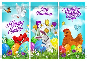 Happy Easter banners, greeting cards set - vector clipart