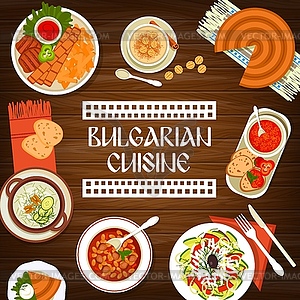 Bulgarian cuisine restaurant dishes banner - vector image