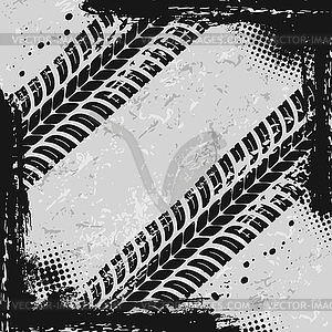 Off road car tires marks grunge background - vector clip art