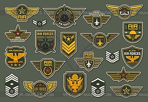 Army air forces, airborne units badges and chevron - vector clipart