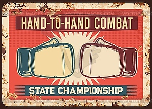 Boxing fight combat championship metal rusty plate - vector image