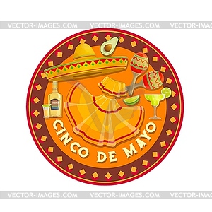 Cinco de Mayo icon mexican holidays symbols - vector clip art