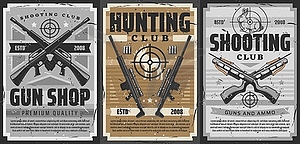 Gun and weapon target posters, hunting or shooting - vector clipart / vector image