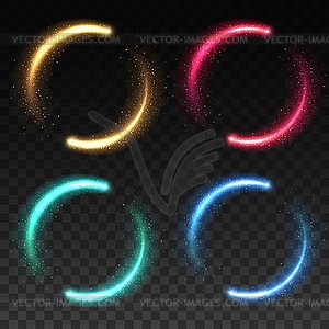 Glowing magical light rings, flare lines - vector clipart