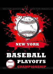 Baseball sport game championship poster with ball - color vector clipart