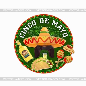 Cinco de Mayo round icon. Mexican holiday - vector image