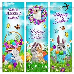 Happy easter holiday celebration banners - vector clip art