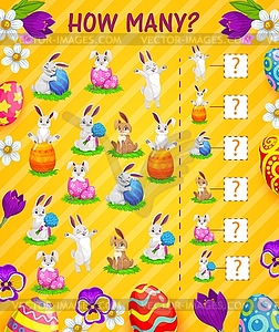 Подсчет детской игры, сколько пасхальных яиц, кроликов - клипарт в векторе / векторное изображение