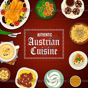 Austrian food restaurant meals, dishes menu cover - vector clipart