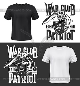 Tshirt print with knight and sword mockup - stock vector clipart