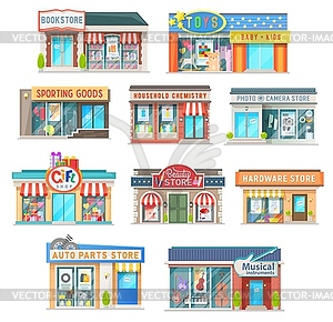 Shop and store building icons - vector clipart