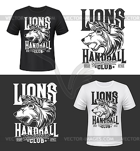 Lion tshirt print, king of animals mascot - vector image