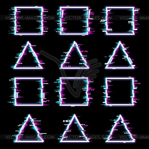 Glitch frames distorted glitched borders - vector image