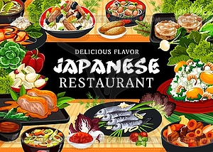 Japanese cuisine restaurant meals banner - vector image