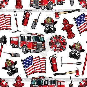 Бесшовный фон пожаротушения, пожарный - иллюстрация в векторе