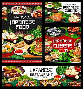 Japanese food restaurant, cafe meals poster - stock vector clipart