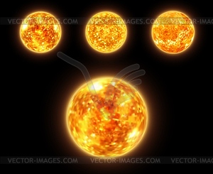 Реалистичный глобус солнца в космосе, 3-я звезда - векторный клипарт EPS