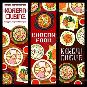 Korean cuisine banners, food of Korea - vector clipart