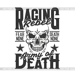 Car racing skull t-shirt print, sport rally races - vector clip art