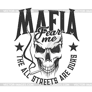 Skull mafia gangsters t-shirt print, street gang - vector clip art