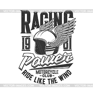 Motorcycle racers club, motor races helmet wings - vector clipart