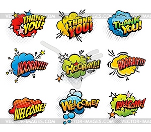Comic retro exclamations pop art clouds - vector image