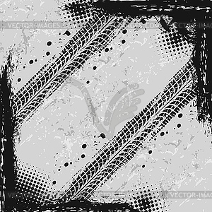 Car or motorcycle rubber traces grunge background - vector image