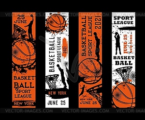 Basketball sport league flyers, invitation - vector clip art