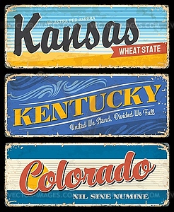 Vintage banners Kentucky, Kansas and Colorado - vector clip art