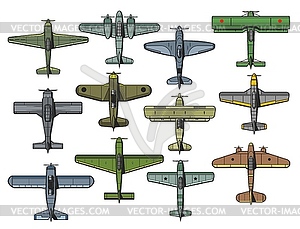 Retro military airplanes set - vector clip art