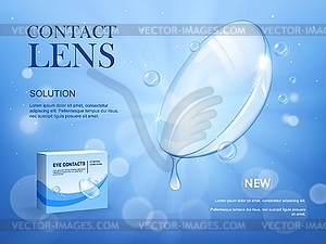 Eye contact lens medical solution banner - vector clipart