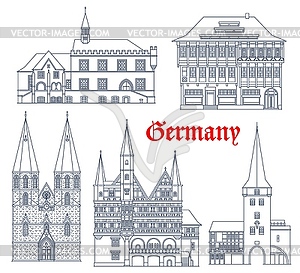 Germany landmarks architecture Gottingen, Einbeck - vector image