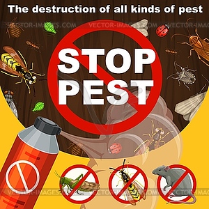 Insects extermination and pest control banner - vector image