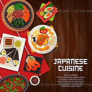 Japanese cuisine, food of Japan poster - vector clipart