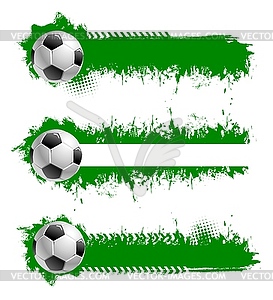 Football or soccer ball with grunge strokes set - vector image