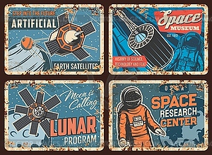 Space exploration science rusty metal plates - vector clipart