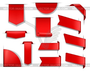 Red banners and ribbon labels for web page - vector clip art