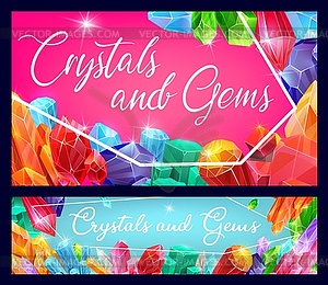 Драгоценные камни, драгоценные камни и блестящие кристаллы - изображение в векторе / векторный клипарт