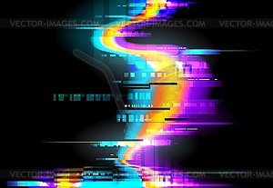 Glitch background, pixels digital noise on screen - vector image