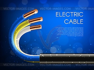 Electric cables laying, electricity supply banner - vector image