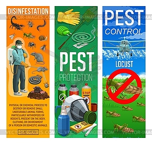 Deratization and disinfection, pest control banner - vector clip art
