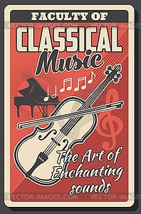 Classical music faculty vintage poster - vector image