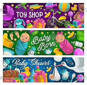 Children products and toys shop banners - vector clipart