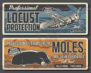 Garden pest control and crops protection banners - vector clipart