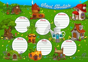 School timetable or education schedule template - vector clipart