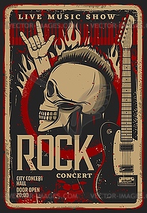 Rock music live convert flyer or poster template - vector clipart