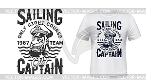 Captain sailor t-shirt print mockup, sailing team - vector clipart