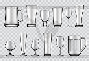 Glasses, mugs and wine glasses realistic s - royalty-free vector clipart