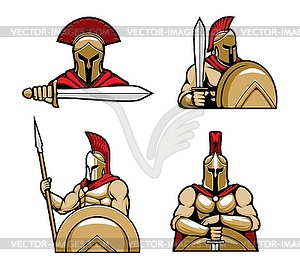 Spartan warrior character mascots cartoon - vector clip art