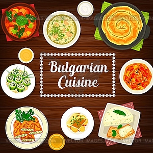 Vegetable and meat food dishes, Bulgarian cuisine - vector clip art